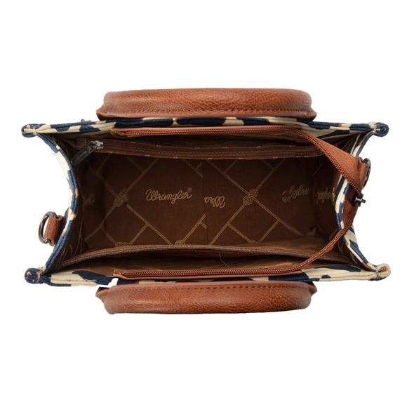 Wrangler Cow Print Concealed Carry Tote/Crossbody Brown - Picture 5 of 5